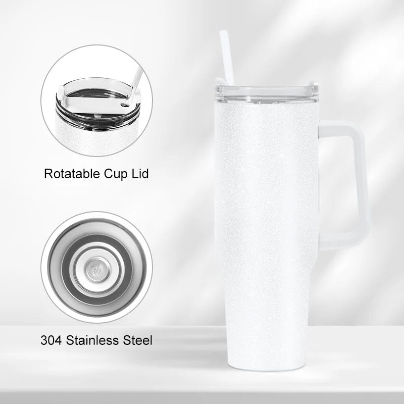 Custom Glitter 40 oz Sublimation Handle Cup