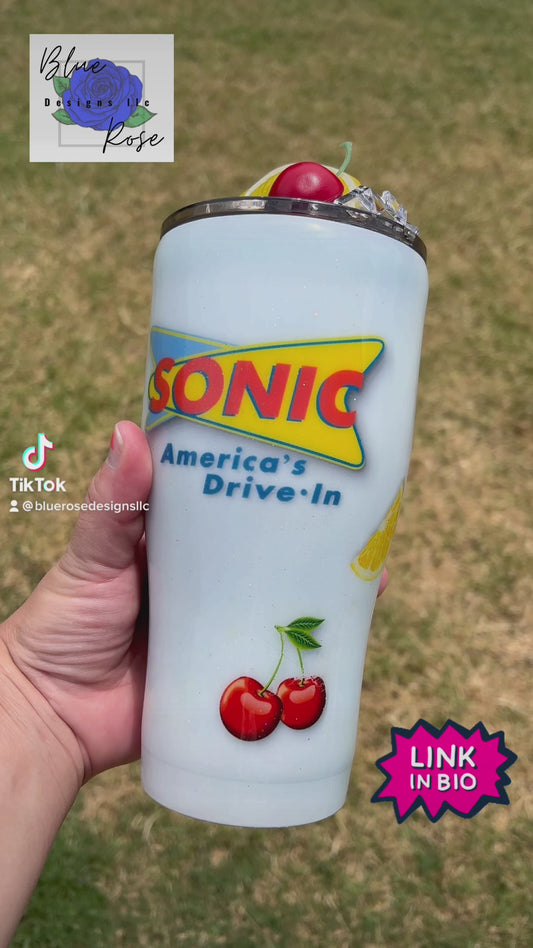 Sonic Themed Glitter Tumbler