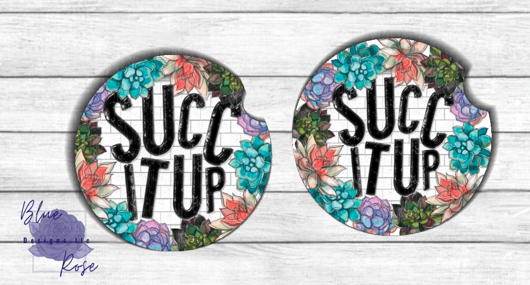 Succ it up car coasters - Blue Rose Designs LLC