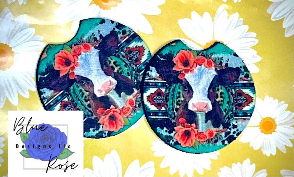 Cute Cow Car Coasters - Blue Rose Designs LLC