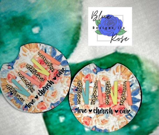 Nana Car Coasters - Blue Rose Designs LLC