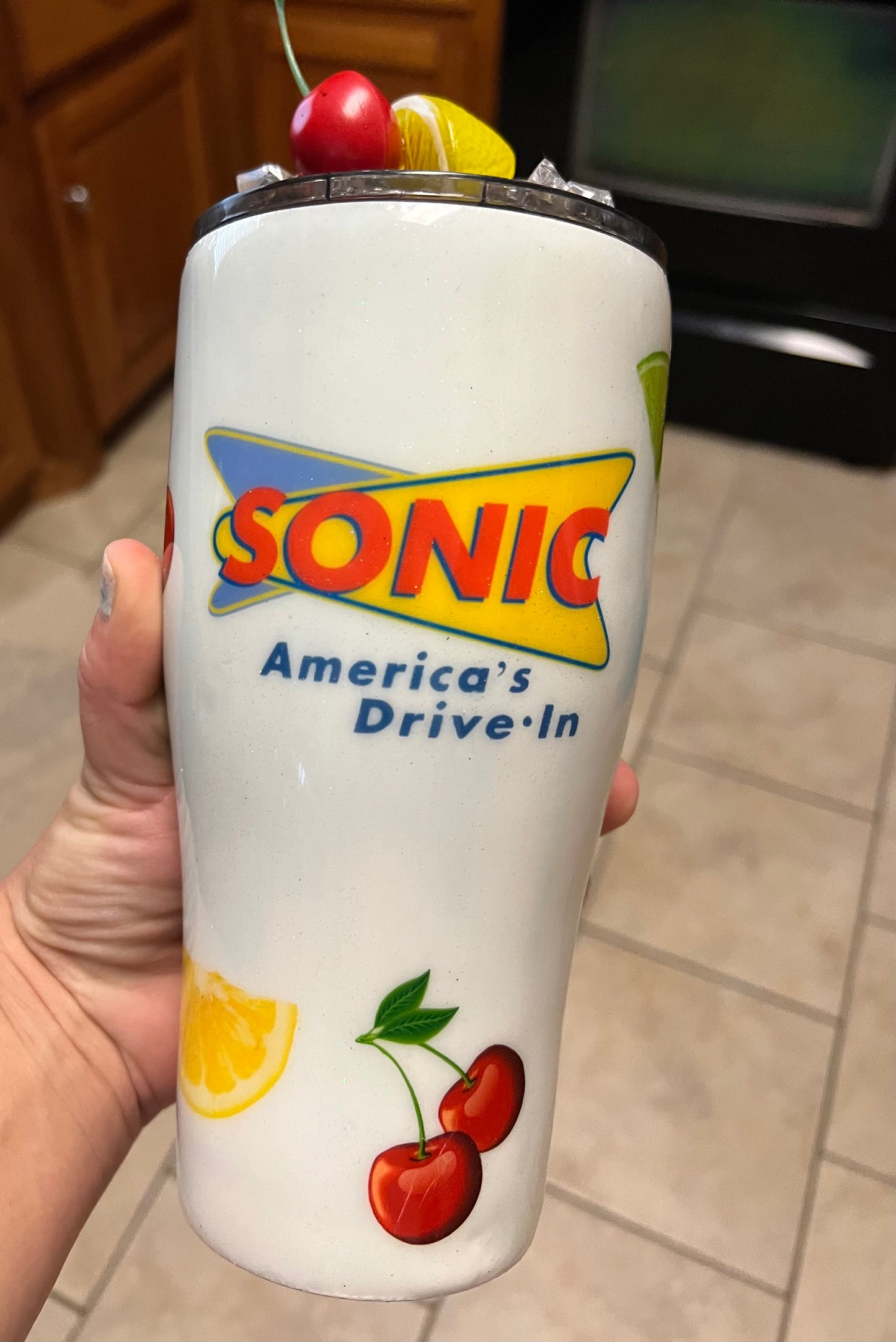 Sonic Themed Glitter Tumbler