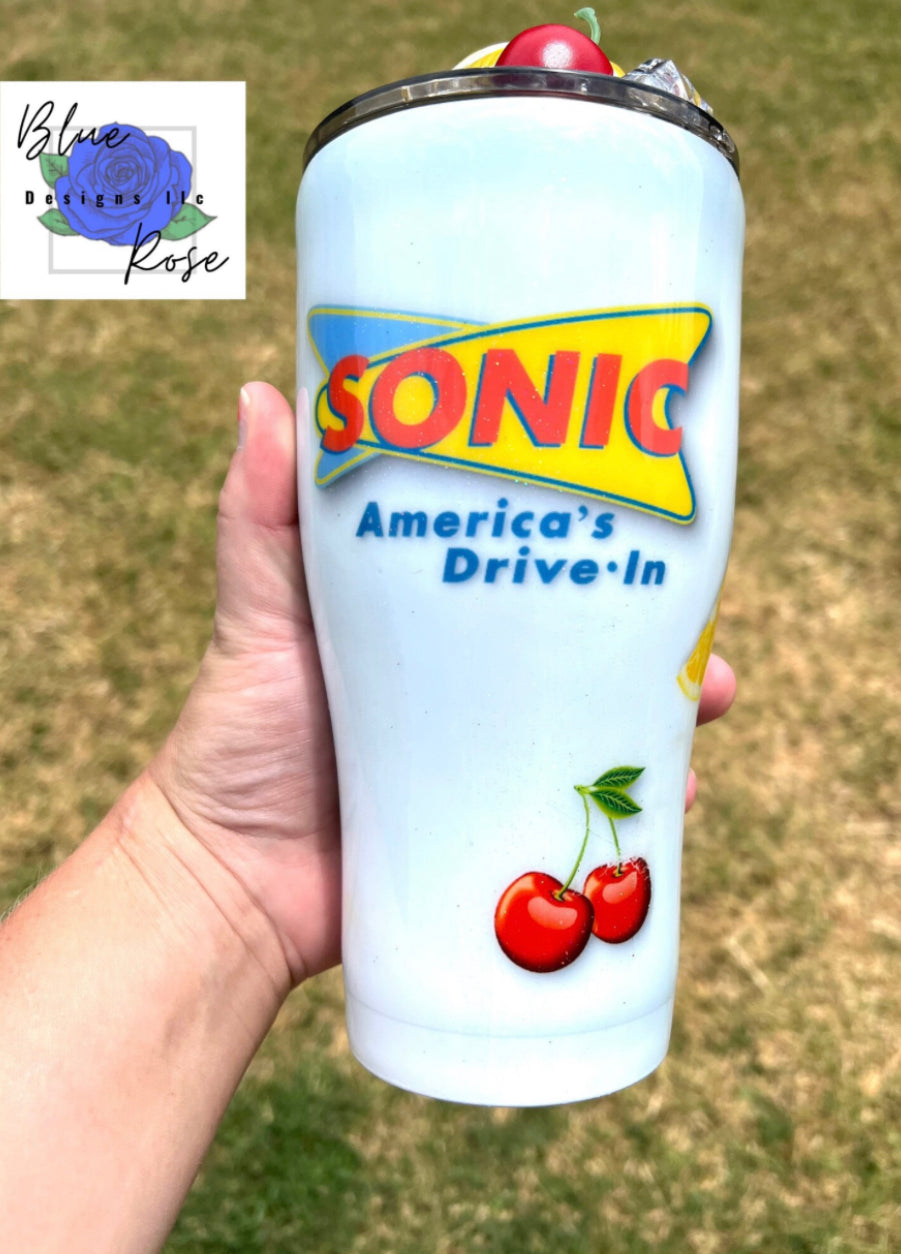 Sonic Themed Glitter Tumbler